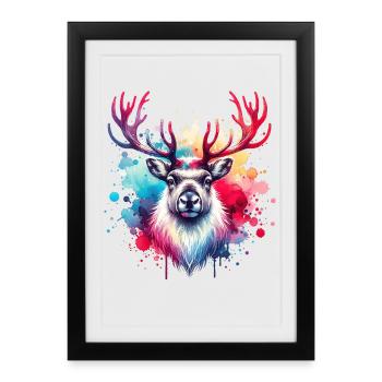 Reindeer Motif - Framed poster (27 × 37 cm) - black - Front