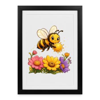 Bee Honey Beekeeper Honeycomb Bee Insect - Framed poster (27 × 37 cm) - black - Front