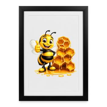 Bee Honey Beekeeper Honeycomb Bee Insect - Framed poster (27 × 37 cm) - black - Front