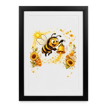 Bee Honey Beekeeper Honeycomb Bee Insect - Framed poster (27 × 37 cm) - black - Front