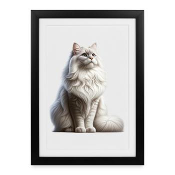 Chat angora turc - Affiche encadrée (27 × 37 cm) - noir - Devant