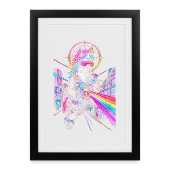 Licorne Laser Tag - Affiche encadrée (27 × 37 cm) - noir - Devant