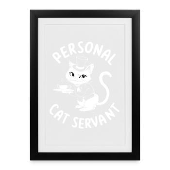 Garçon chat avec du thé - Affiche encadrée (27 × 37 cm) - noir - Devant