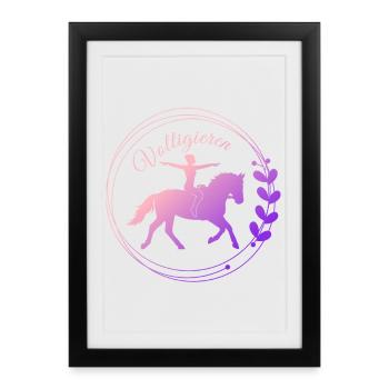 Voltigieren Grundsitz – Geschenk für Voltigierer - Gerahmtes Poster (27 × 37 cm) - Schwarz - Vorne