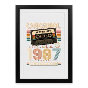 Cassette cadeau de mariage pour le 39e anniversaire Meilleur de 1987 - Affiche encadrée (27 × 37 cm) - noir - Devant
