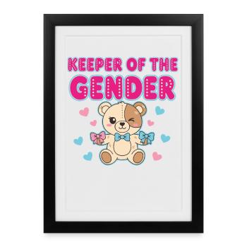 Gender Reveal Keeper Of The Gender Baby Shower Mom - Framed poster (27 × 37 cm) - black - Front