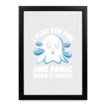 Je flirte pour le plaisir Rencontres Flirt Anmachspruch célibataire - Affiche encadrée (27 × 37 cm) - noir - Devant