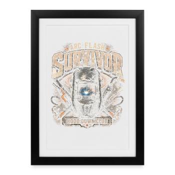 Soudeur soudeur professionnel Arc Flash survivant - Affiche encadrée (27 × 37 cm) - noir - Devant