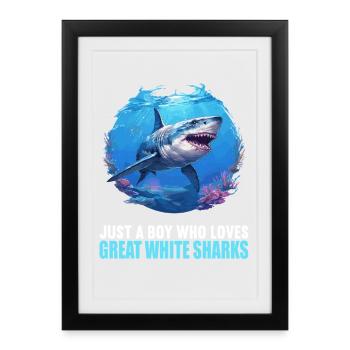 Great White Shark Great White Shark - Framed poster (27 × 37 cm) - black - Front