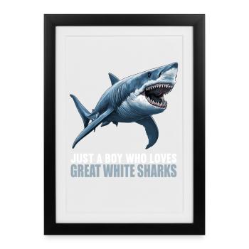 Grand requin blanc Grand requin blanc - Affiche encadrée (27 × 37 cm) - noir - Devant