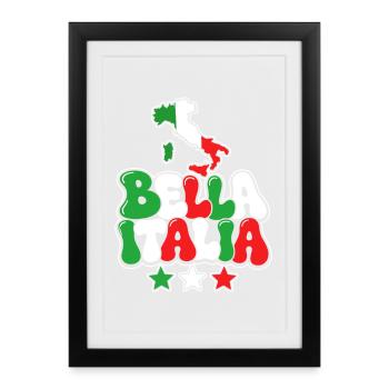 Bella Italia Pop Art – Farbenpracht - Gerahmtes Poster (27 × 37 cm) - Schwarz - Vorne