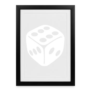 Glyphe monochrome des dés - Affiche encadrée (27 × 37 cm) - noir - Devant