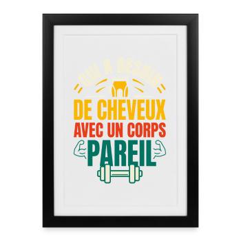 Qui A Besoin De Cheveux Humour Chauve - Affiche encadrée (27 × 37 cm) - noir - Devant