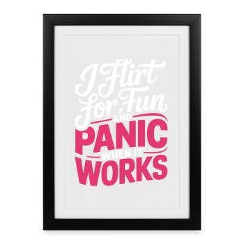 Je flirte pour le plaisir Rencontres Flirt Anmachspruch célibataire - Affiche encadrée (27 × 37 cm) - noir - Devant