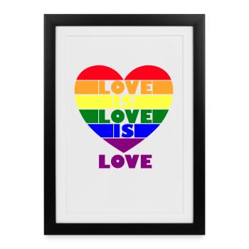 L’amour est amour Fierté LGBT Gay L’amour est un cœur d’amour - Affiche encadrée (27 × 37 cm) - noir - Devant