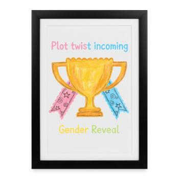 Gender Reveal Plot Twist Incoming Baby Shower - Framed poster (27 × 37 cm) - black - Front