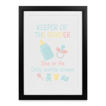 Gender Reveal Keeper Of The Gender She Or He - Framed poster (27 × 37 cm) - black - Front