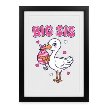 Révélation du sexe de l’équipe de baby shower de grande sœur Maman Rose - Affiche encadrée (27 × 37 cm) - noir - Devant