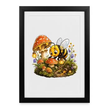 bee honey beekeeper honeycomb flowers meadow insect - Framed poster (27 × 37 cm) - black - Front