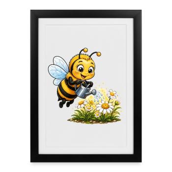 bee honey beekeeper honeycomb flowers meadow insect - Framed poster (27 × 37 cm) - black - Front