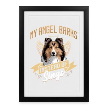 Chien Shetland Sheltie Race - Affiche encadrée (27 × 37 cm) - noir - Devant