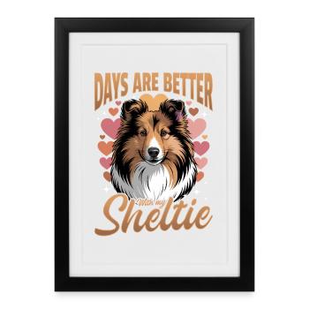 Chien Shetland Sheltie Race - Affiche encadrée (27 × 37 cm) - noir - Devant