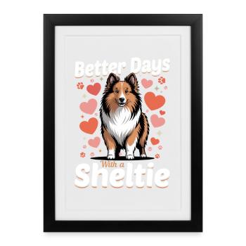 Chien Shetland Sheltie Race - Affiche encadrée (27 × 37 cm) - noir - Devant