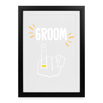 Doigt annulaire du marié drôle - Affiche encadrée (27 × 37 cm) - noir - Devant
