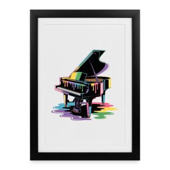 piano - Affiche encadrée (27 × 37 cm) - noir - Devant