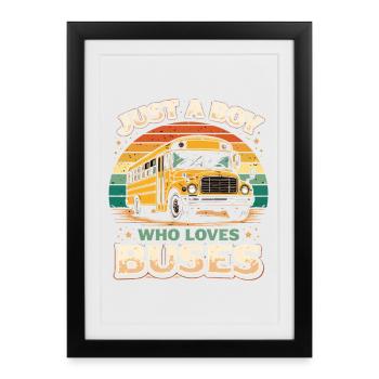 Un seul garçon aime les bus rétro - Affiche encadrée (27 × 37 cm) - noir - Devant