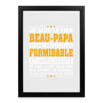 Beau Père Cadeau humour personnalisé - Affiche encadrée (27 × 37 cm) - noir - Devant