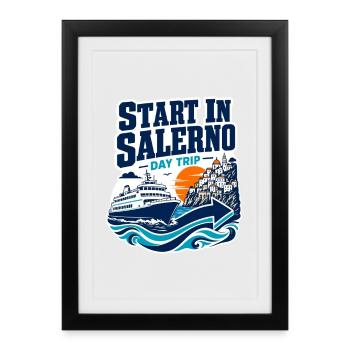 Départ à Salerne Excursion d’une journée Ferry côte amalfitaine - Affiche encadrée (27 × 37 cm) - noir - Devant