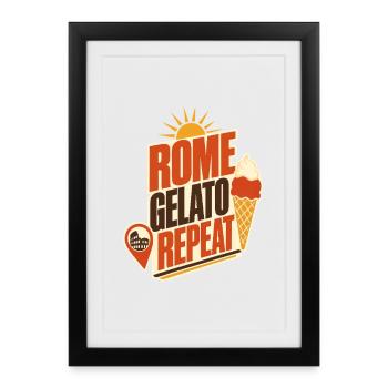 Rome Gifts, Rome Gelato Repeat Vacation Souvenir - Framed poster (27 × 37 cm) - black - Front