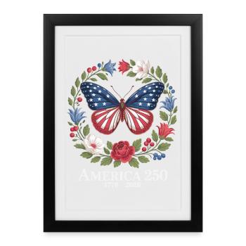 America 250 Patriotic Butterfly 4th of July - Framed poster (27 × 37 cm) - black - Front