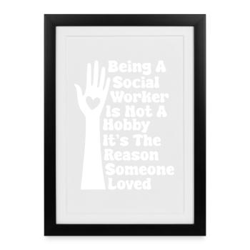 Citation d’assistant social n’est pas un hobby Le travail social - Affiche encadrée (27 × 37 cm) - noir - Devant