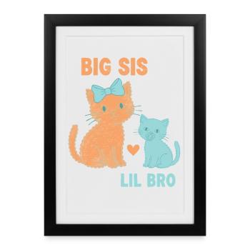 Révélation du sexe Baby Shower Grand-Sœur Petit Frère Bébé - Affiche encadrée (27 × 37 cm) - noir - Devant