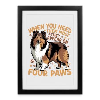 Chien Shetland Sheltie Race - Affiche encadrée (27 × 37 cm) - noir - Devant