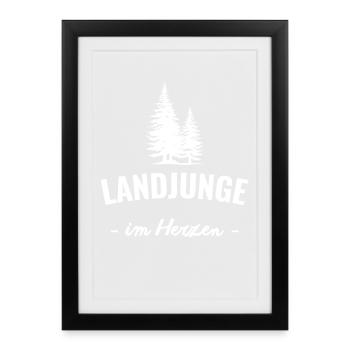Landjunge im Herzen - Gerahmtes Poster (27 × 37 cm) - Schwarz - Vorne
