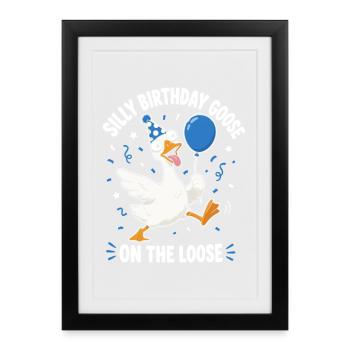 Lustige Geburtstagsgans - Gerahmtes Poster (27 × 37 cm) - Schwarz - Vorne