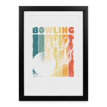 Quilles de bowling Vintage Graphisme - Affiche encadrée (27 × 37 cm) - noir - Devant