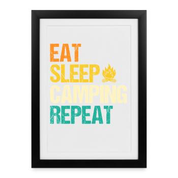 Camping Bonfire Camp Life Forest Camper - Framed poster (27 × 37 cm) - black - Front