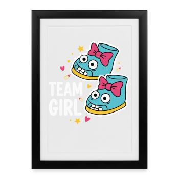 Gender Reveal Team Girl Baby Shower Mom Dad - Framed poster (27 × 37 cm) - black - Front