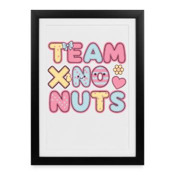 Gender Reveal Team X No Nuts Baby Shower Mom Dad - Framed poster (27 × 37 cm) - black - Front