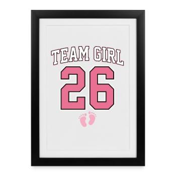 Team Girl 26 Pink Spirit - Gerahmtes Poster (27 × 37 cm) - Schwarz - Vorne