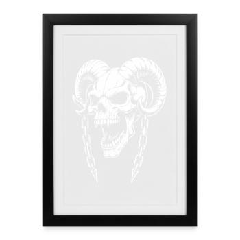 Skull with Horns Ram Skull - Framed poster (27 × 37 cm) - black - Front