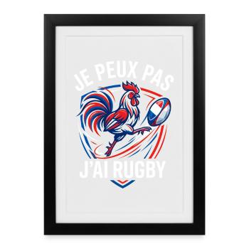 Je peux pas j ai rugby coq francais - Affiche encadrée (27 × 37 cm) - noir - Devant