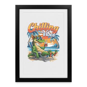 Ambiance glaçante Dragon Summer Beach Palmiers - Affiche encadrée (27 × 37 cm) - noir - Devant