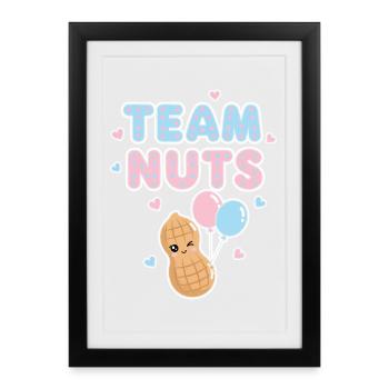 Équipe de révélation de sexe : Équipe Baby shower Nuts Équipe Garçons - Affiche encadrée (27 × 37 cm) - noir - Devant