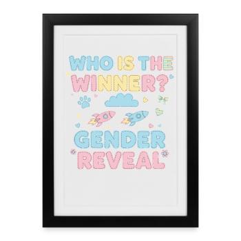 Gender Reveal Who Is The Winner Baby Shower - Framed poster (27 × 37 cm) - black - Front