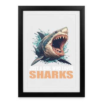 Sharks Shark - Framed poster (27 × 37 cm) - black - Front